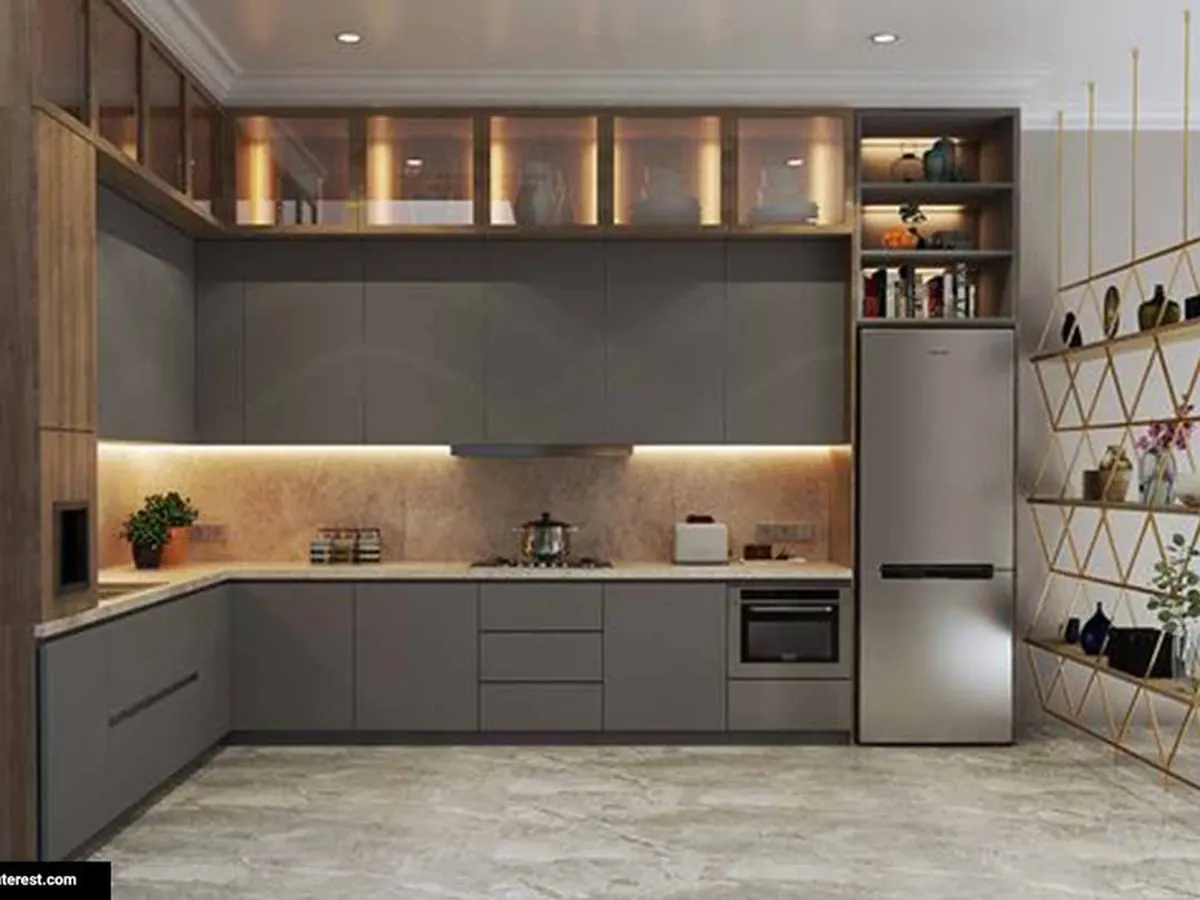 Seamless Composite Kitchen with Profile Task Lighting — Kitchen interior in Kandivali East, Mumbai