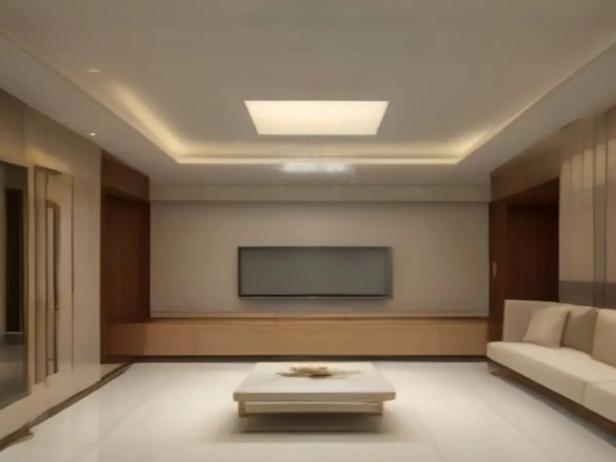 Italian Statuario Marble TV Feature Wall — Living Room interior in Worli, Mumbai