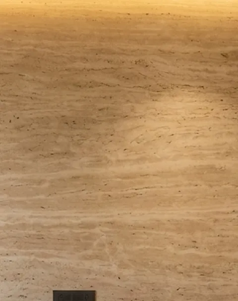 Close-up of honed travertine stone
