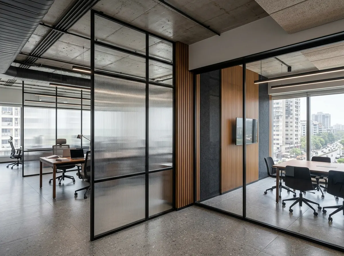 Boutique Office with Fluted Glass Partitions — Office interior in Goregaon East, Mumbai